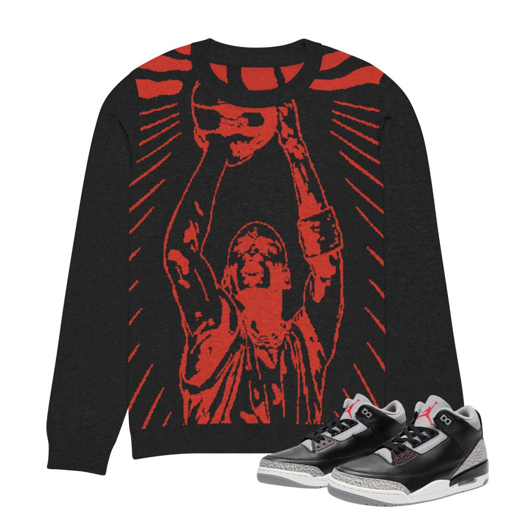 Retro 3 Black Cement Quality Knitted Sweater