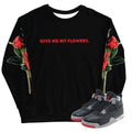 Retro 4 Bred Reimagined Flowers Sweater - Sneaker Tees to match Air Jordan Sneakers