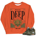 Retro 5 Olive/Solar Orange "Deep Pockets" Sweatshirt - Sneaker Tees to match Air Jordan Sneakers