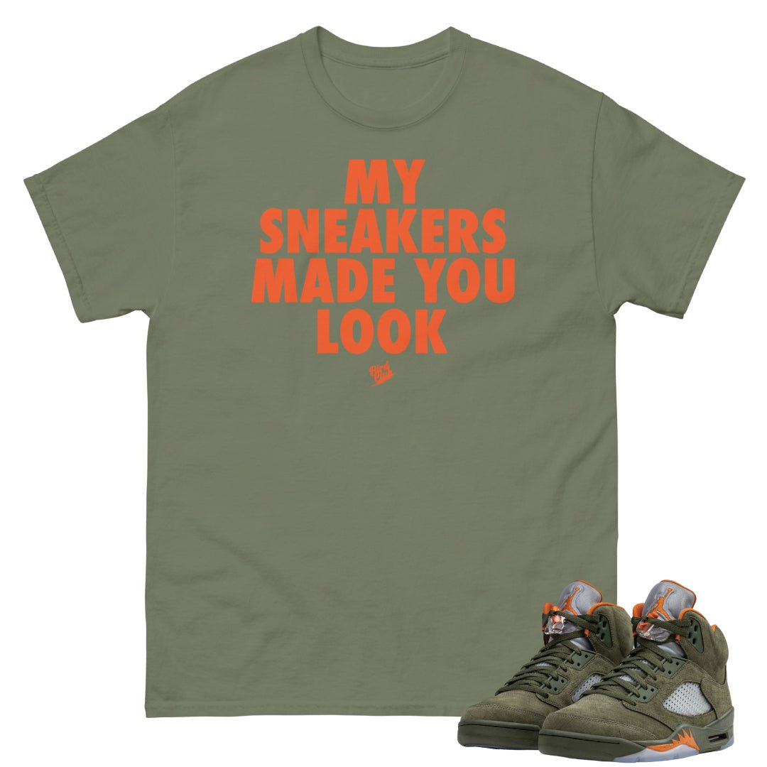 Retro 5 Olive/Solar Orange "Made You Look" Shirt - Sneaker Tees to match Air Jordan Sneakers