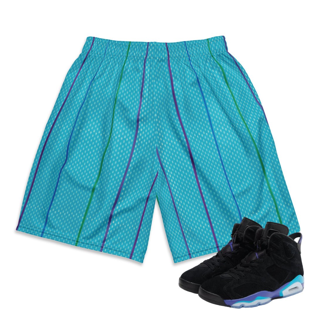 RETRO 6 AQUA HORNETS MESH SHORTS - Sneaker Tees to match Air Jordan Sneakers