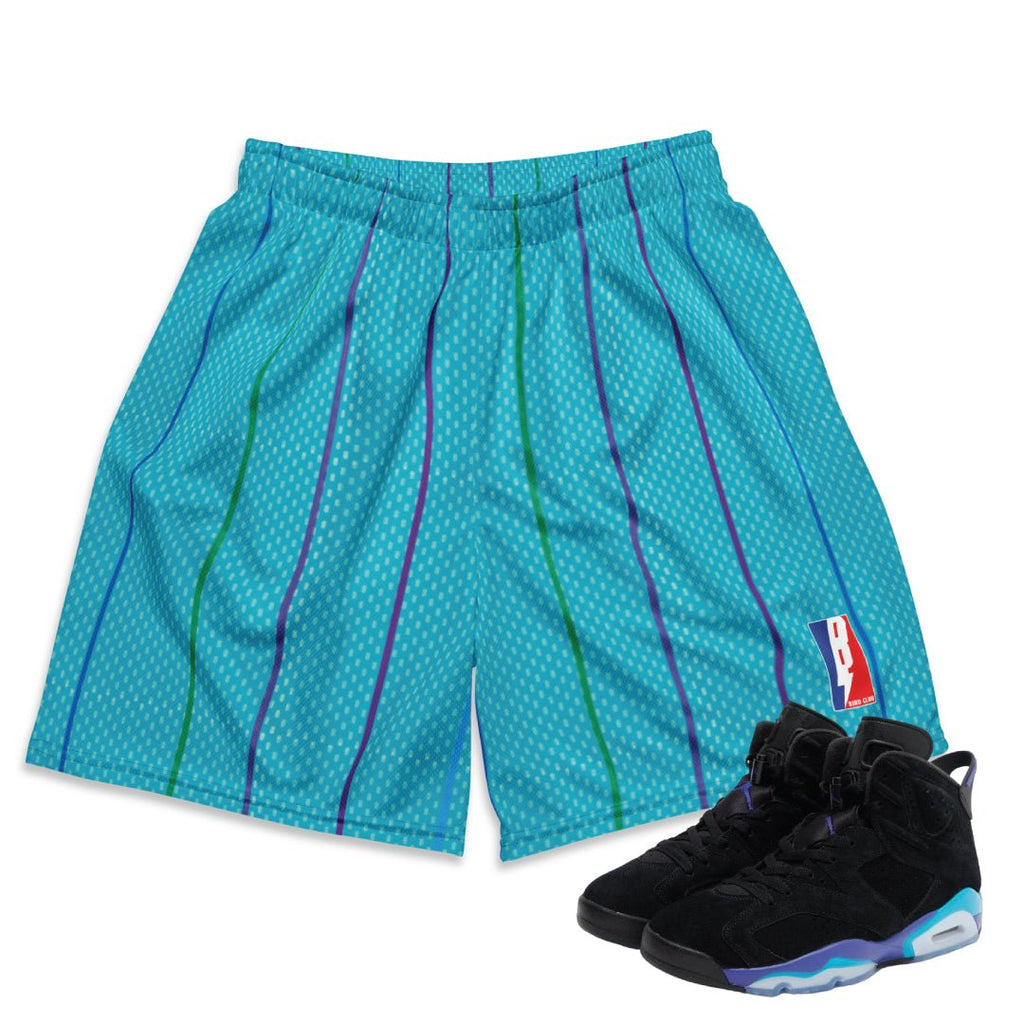 RETRO 6 AQUA HORNETS MESH SHORTS - Sneaker Tees to match Air Jordan Sneakers
