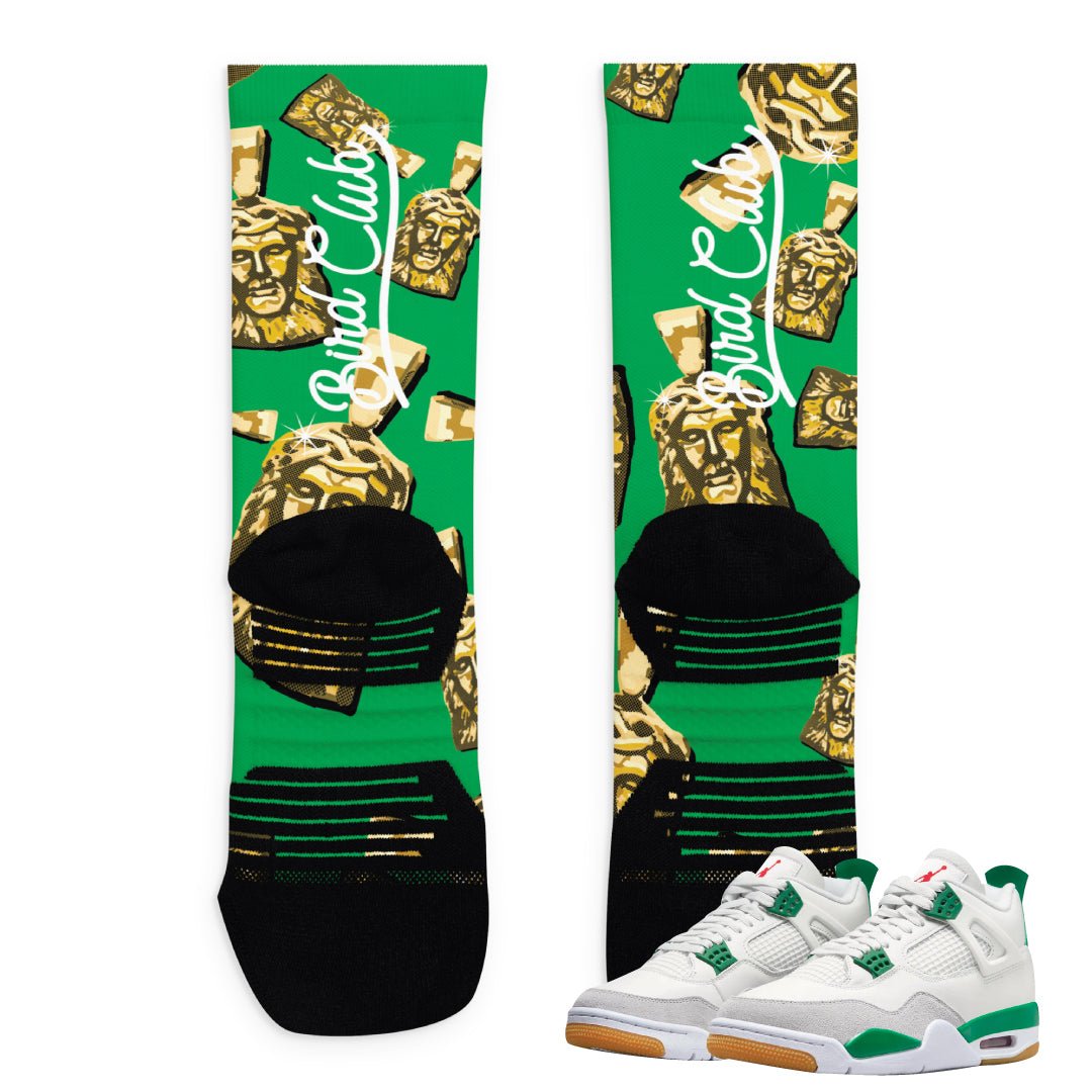 Retro 4 SB Pine Green Socks - Sneaker Tees to match Air Jordan Sneakers