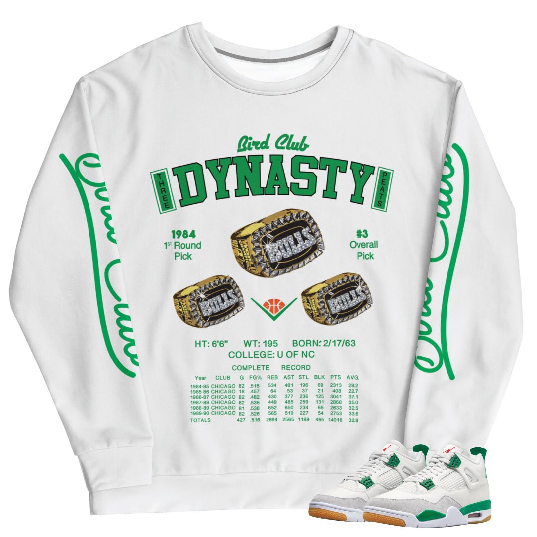 Retro 4 SB Pine Green Dynasty Sweatshirt - Sneaker Tees to match Air Jordan Sneakers
