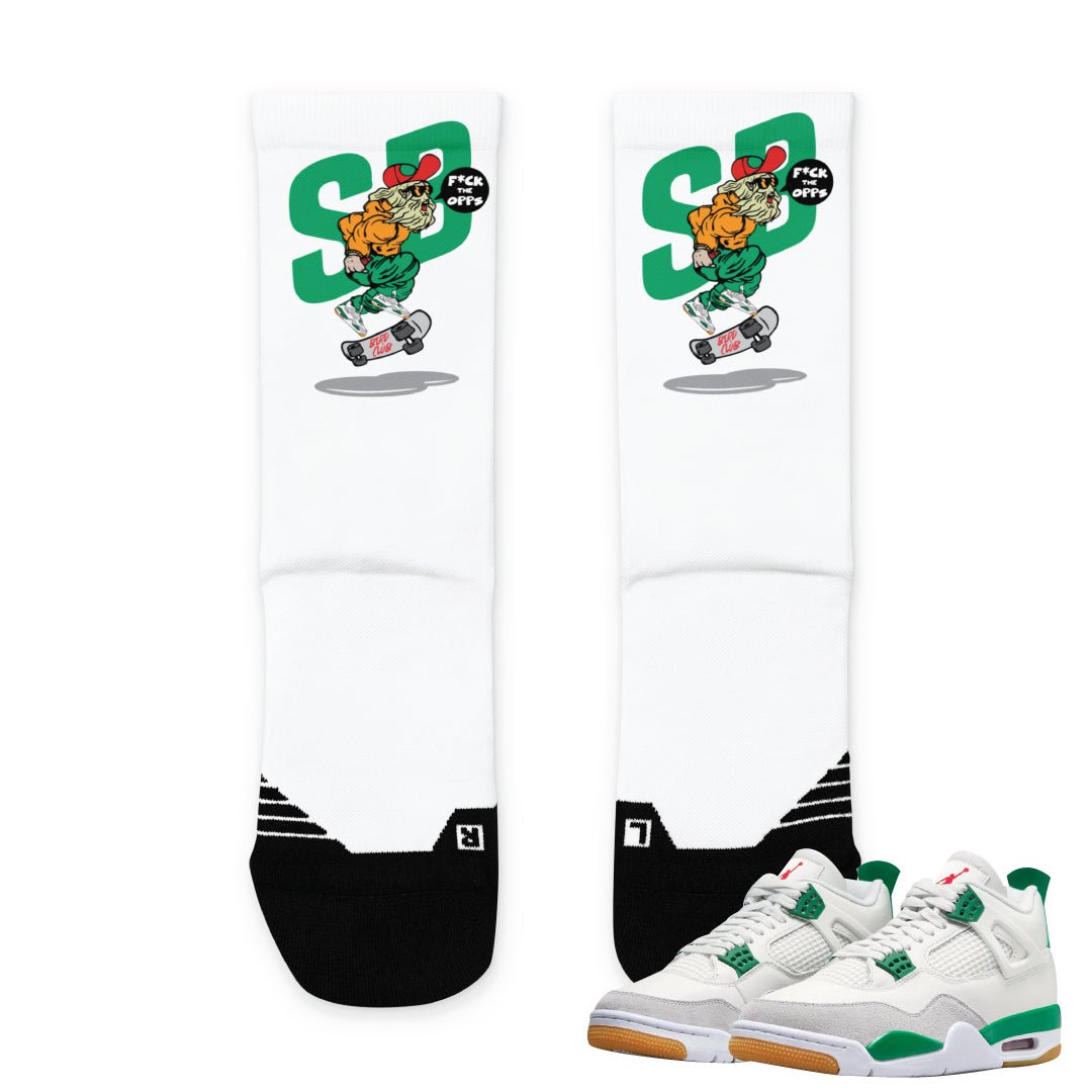Retro 4 SB Pine Green Socks - Sneaker Tees to match Air Jordan Sneakers