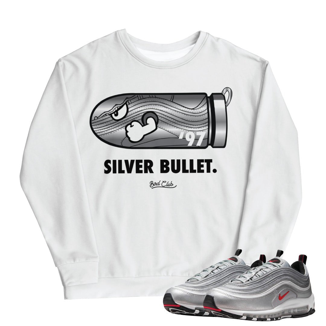 Air Max 97 Silver Bullet Sweatshirt - Sneaker Tees to match Air Jordan Sneakers