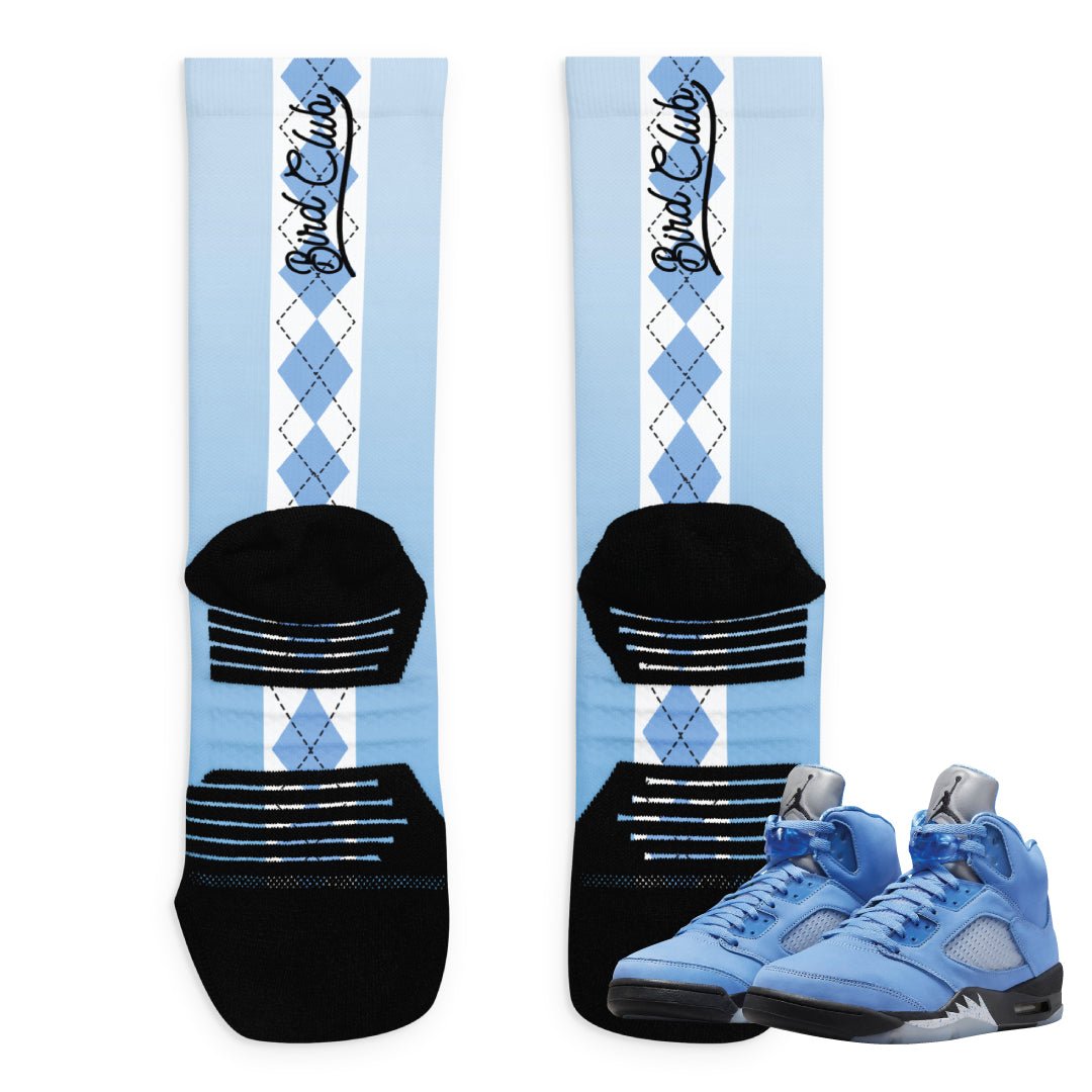 Retro 5 UNC Argyle Socks - Sneaker Tees to match Air Jordan Sneakers