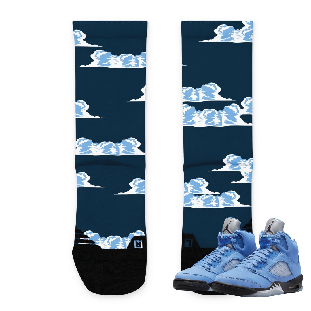 Retro 5 UNC Cloud Socks - Sneaker Tees to match Air Jordan Sneakers