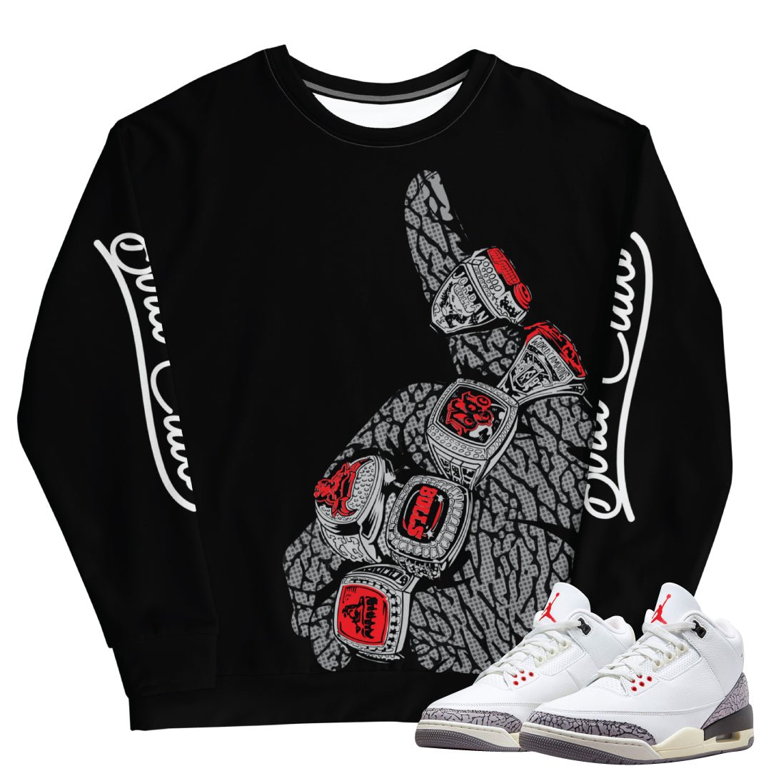 Retro 3 "White Cement" reimagined Sweatshirt - Sneaker Tees to match Air Jordan Sneakers