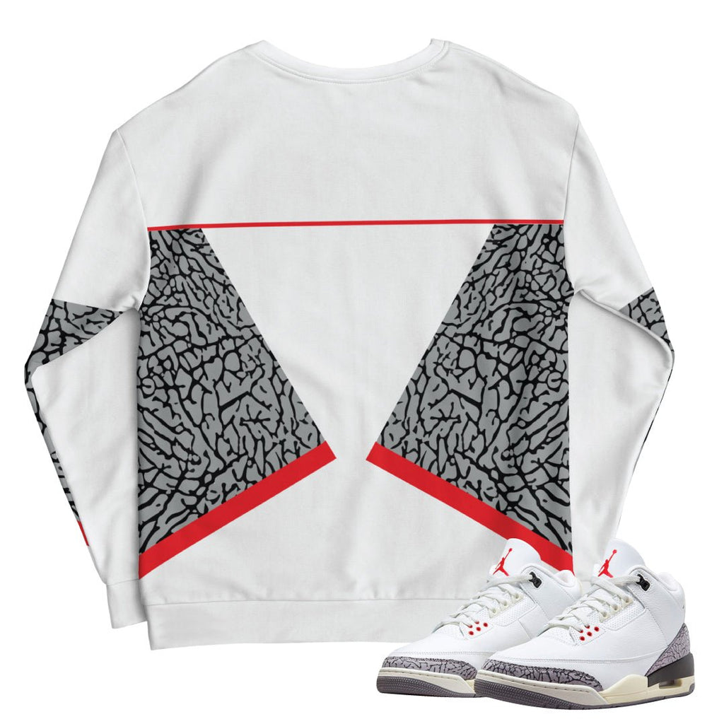 Retro 3 "White Cement" reimagined Sweatshirt - Sneaker Tees to match Air Jordan Sneakers