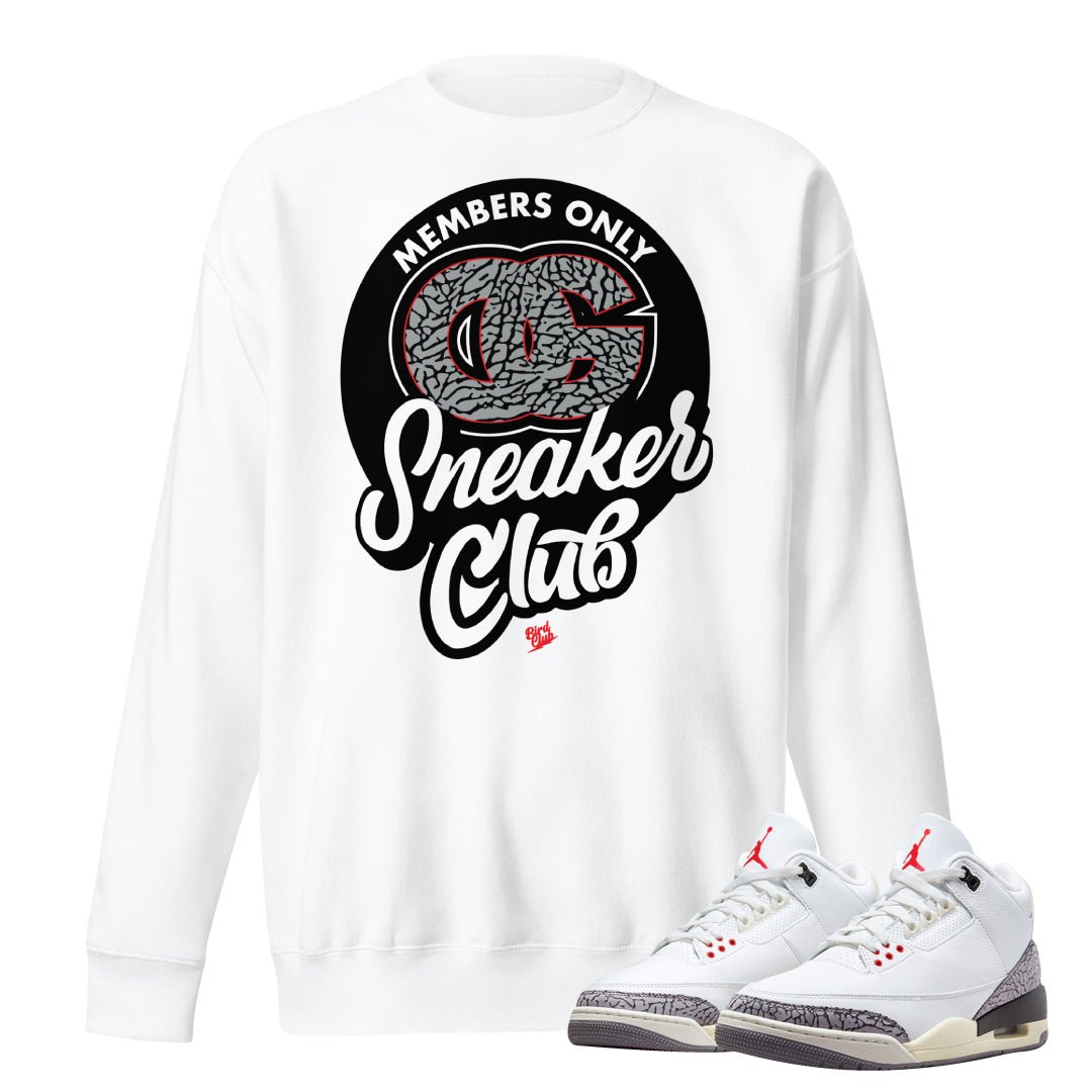 Retro 3 "White Cement" reimagined Sweatshirt - Sneaker Tees to match Air Jordan Sneakers