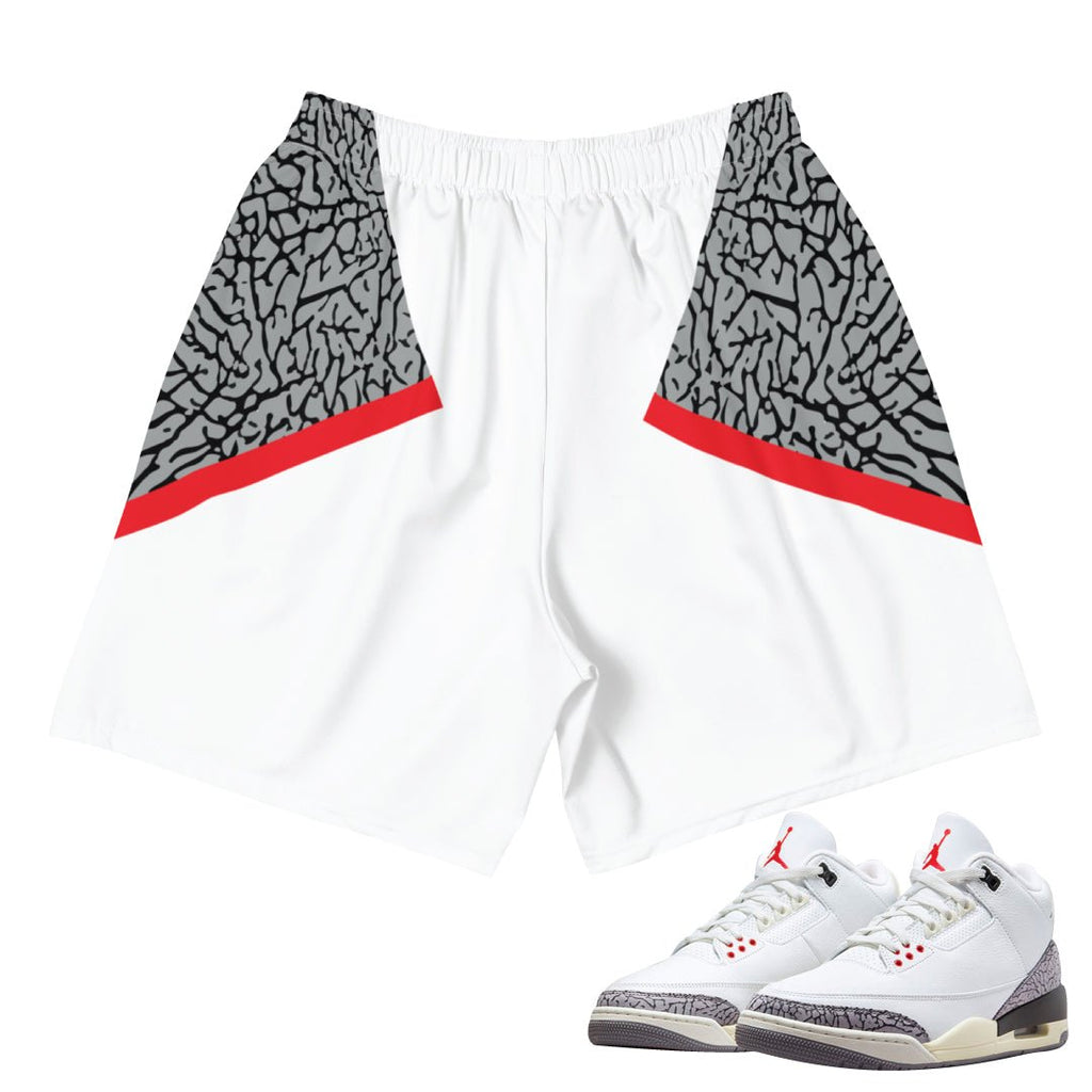 Retro 3 White Cement Reimagined Shorts - Sneaker Tees to match Air Jordan Sneakers