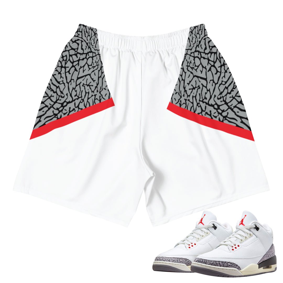 Retro 3 White Cement Reimagined Shorts - Sneaker Tees to match Air Jordan Sneakers