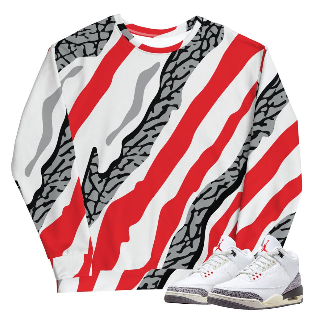 Retro 3 "White Cement" reimagined Sweatshirt - Sneaker Tees to match Air Jordan Sneakers
