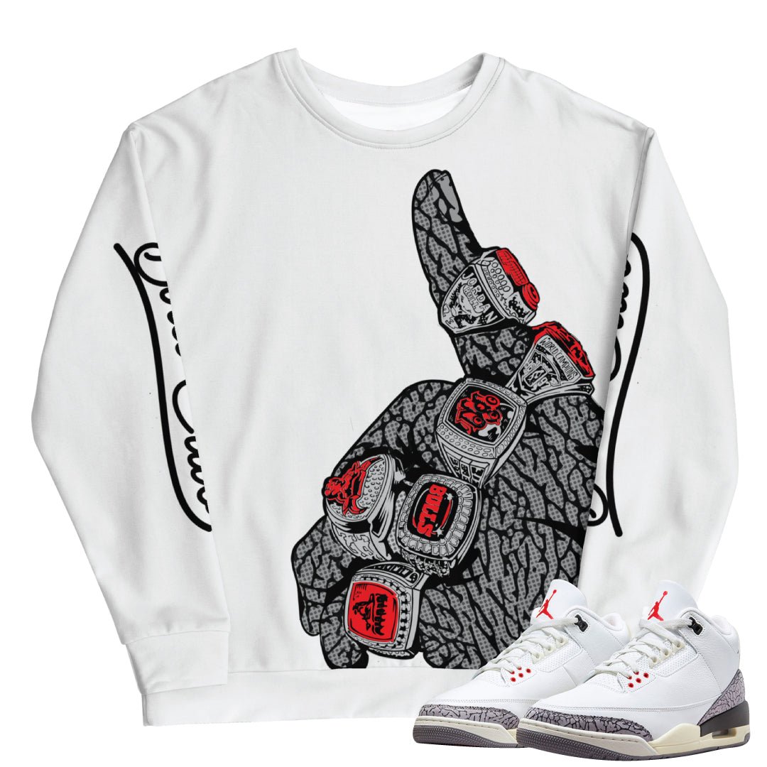 Retro 3 "White Cement" reimagined Sweatshirt - Sneaker Tees to match Air Jordan Sneakers