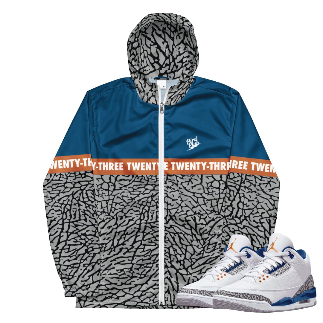 Retro 3 Wizards PE Cement Windbreaker - Sneaker Tees to match Air Jordan Sneakers