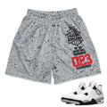 Retro 4 White Cement Splatter Mesh Shorts