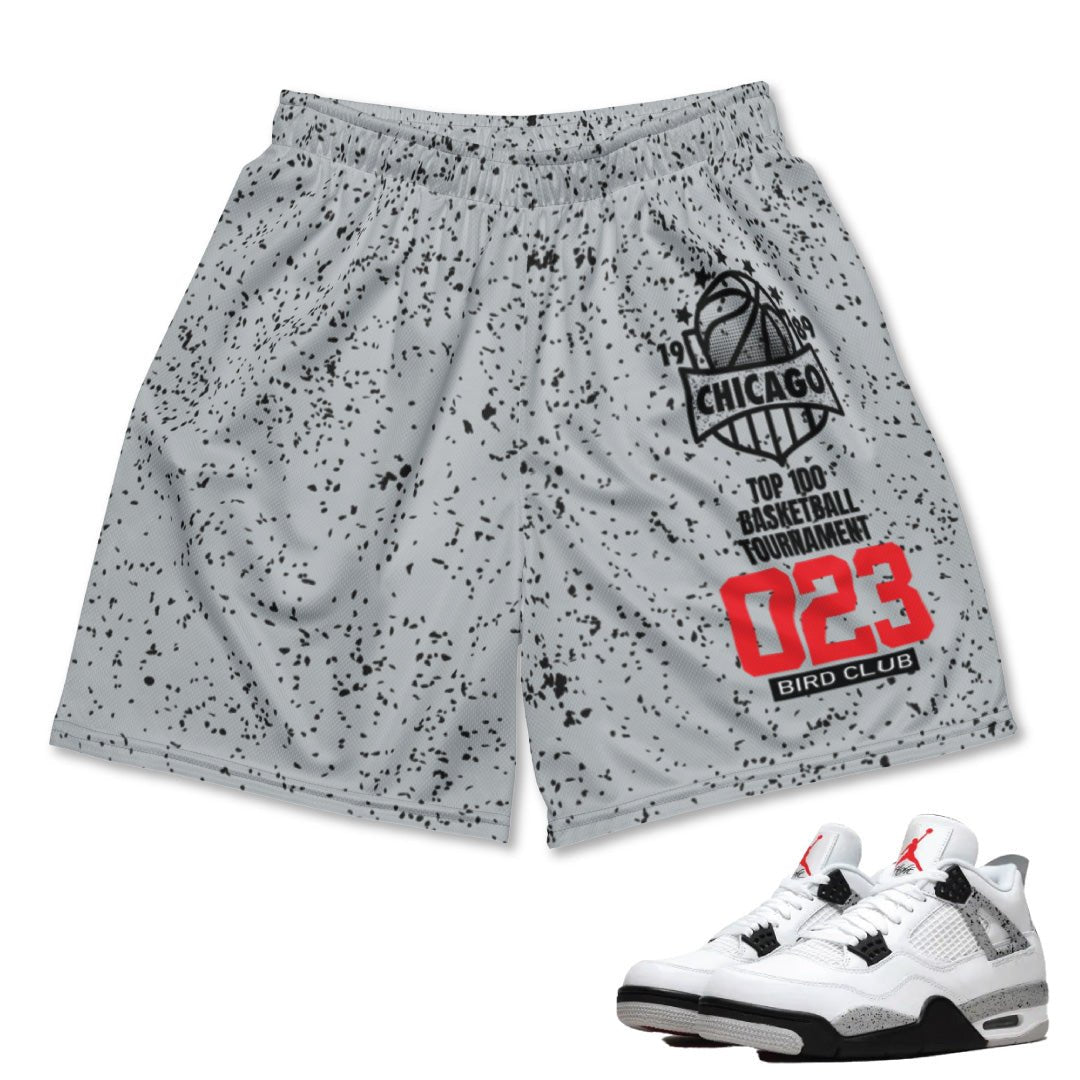 Retro 4 White Cement Splatter Mesh Shorts