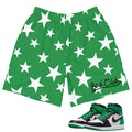 Retro 1 Lucky Green Star Shorts - Sneaker Tees to match Air Jordan Sneakers