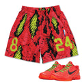 Reverse Grinch Kobe 6 Protro Snakeskin Print Mesh Basketball Shorts - Sneaker Tees to match Air Jordan Sneakers