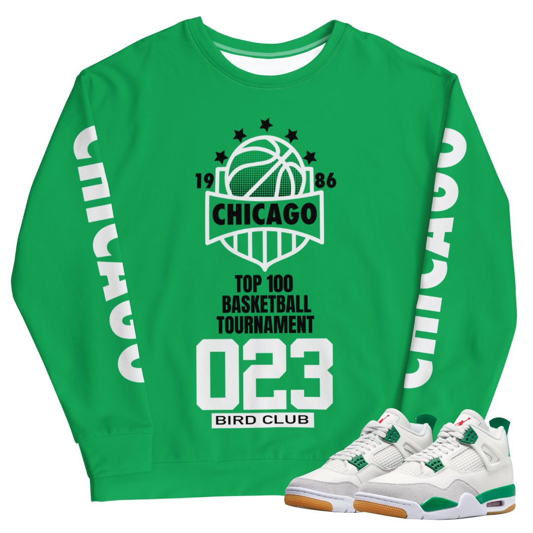 Retro 4 SB Pine Green Chicago Tournament Sweatshirt - Sneaker Tees to match Air Jordan Sneakers