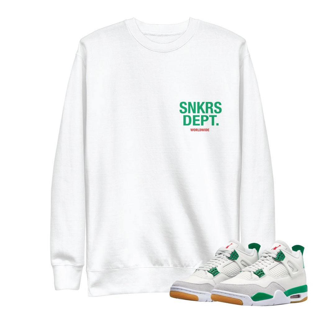 Retro 4 SB Pine Green SNKRS Dept. Sweatshirt - Sneaker Tees to match Air Jordan Sneakers