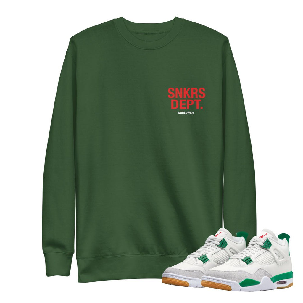 Retro 4 SB Pine Green SNKRS Dept. Sweatshirt - Sneaker Tees to match Air Jordan Sneakers