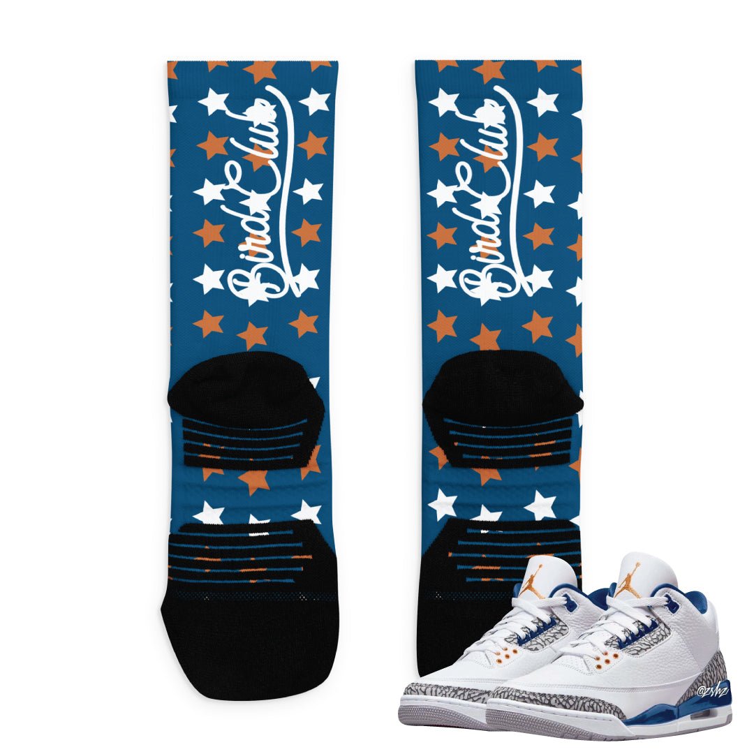 Retro 3 Wizards PE Star Socks - Sneaker Tees to match Air Jordan Sneakers