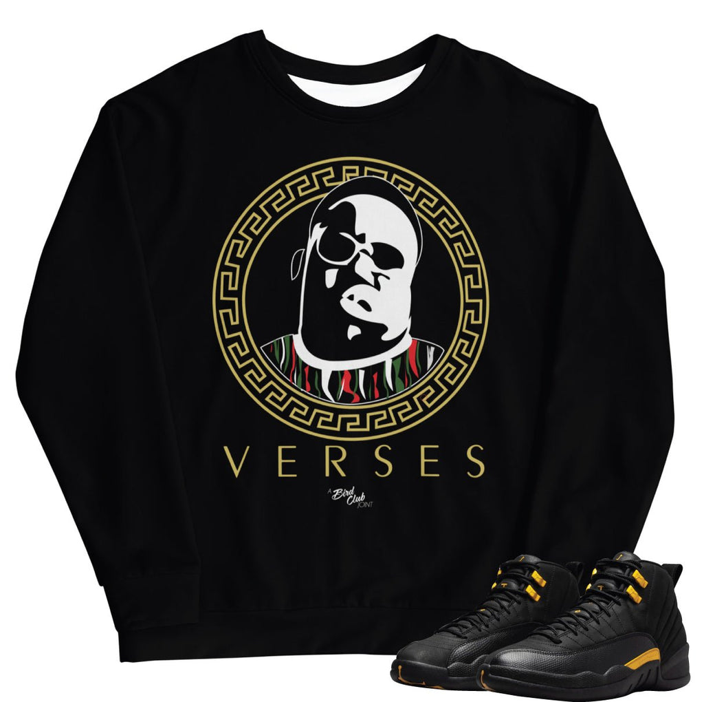 Retro 12 Black Taxi BIG Verses Sweatshirt - Sneaker Tees to match Air Jordan Sneakers