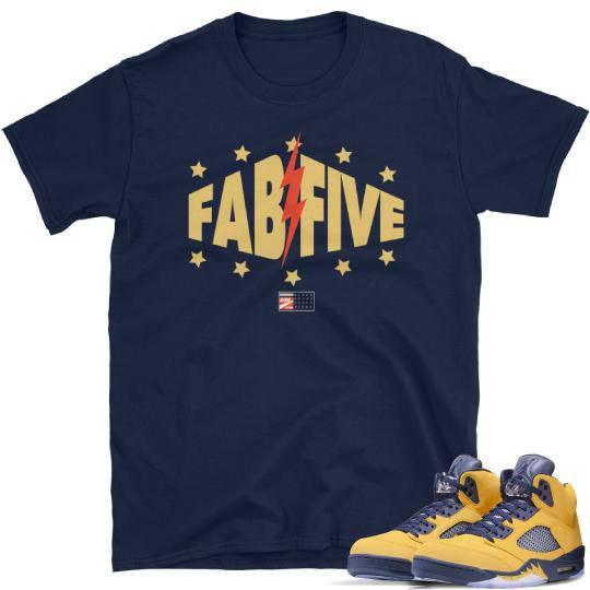 Retro 5 Fab 5 Michigan Inspire Sneaker Tee - Sneaker Tees to match Air Jordan Sneakers