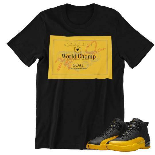 RETRO 12 BLACK AND YELLOW SHIRT - Sneaker Tees to match Air Jordan Sneakers