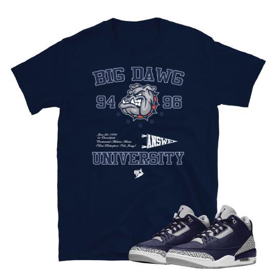Retro 3 Georgetown University Shirt - Sneaker Tees to match Air Jordan Sneakers