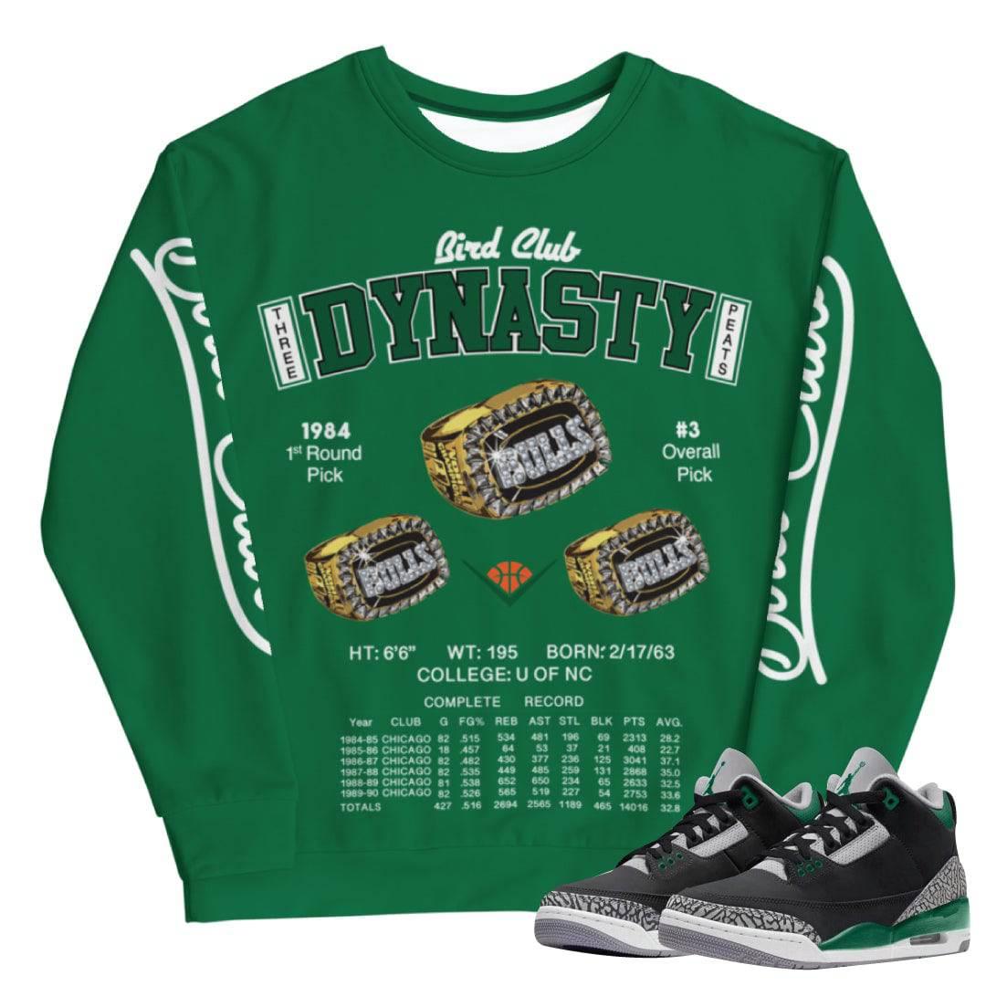 Retro 3 Pine Green Dynasty Crewneck - Sneaker Tees to match Air Jordan Sneakers