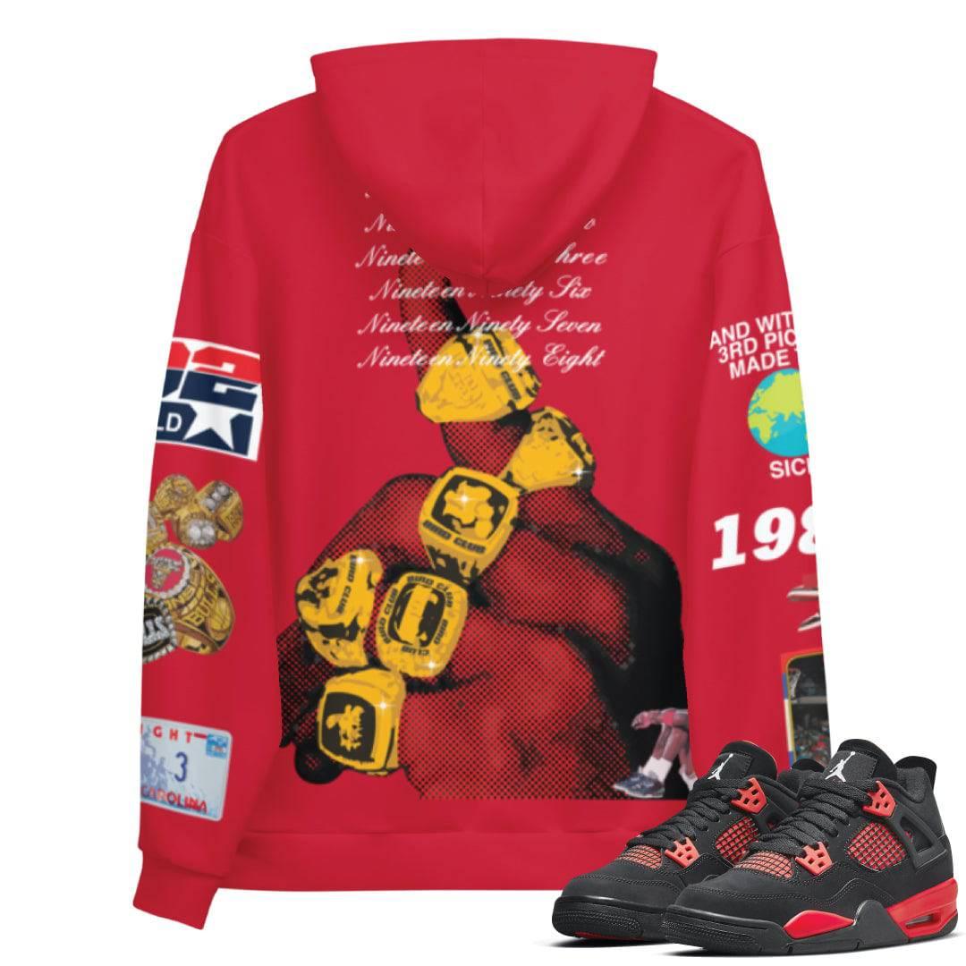 Retro 4 red thunder Hoodie - Sneaker Tees to match Air Jordan Sneakers