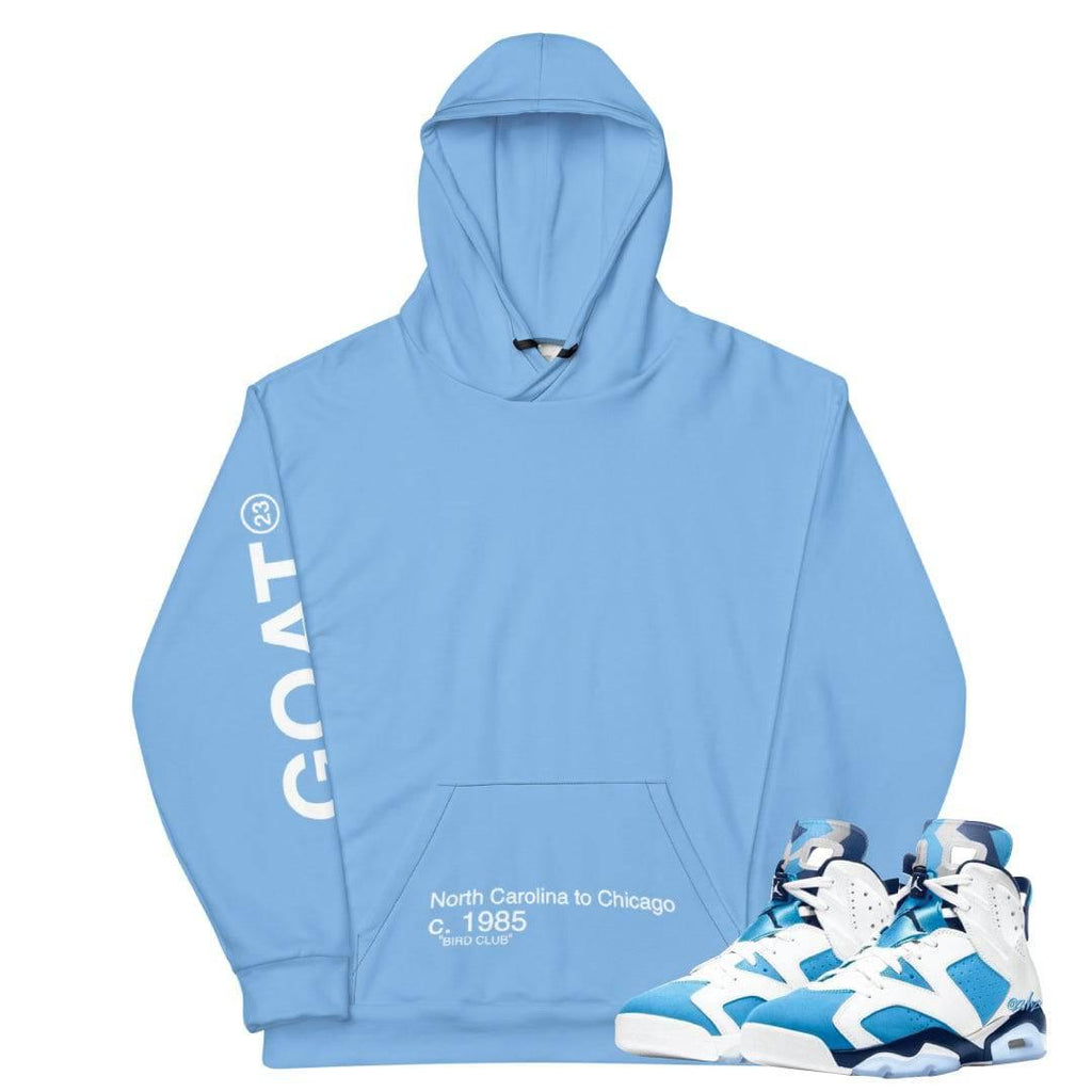 Retro 6 UNC Carolina Hoodie - Sneaker Tees to match Air Jordan Sneakers