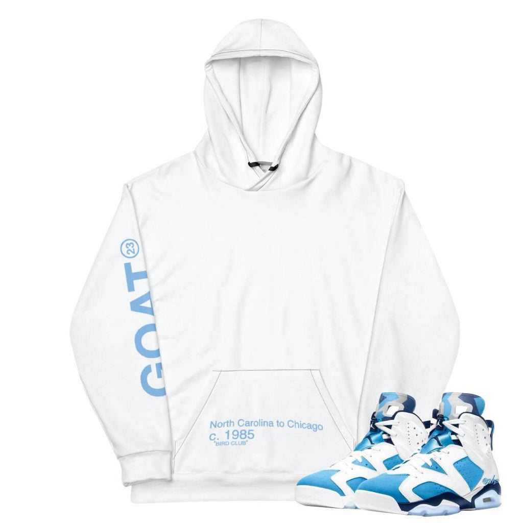 Retro 6 UNC Carolina Hoodie - Sneaker Tees to match Air Jordan Sneakers