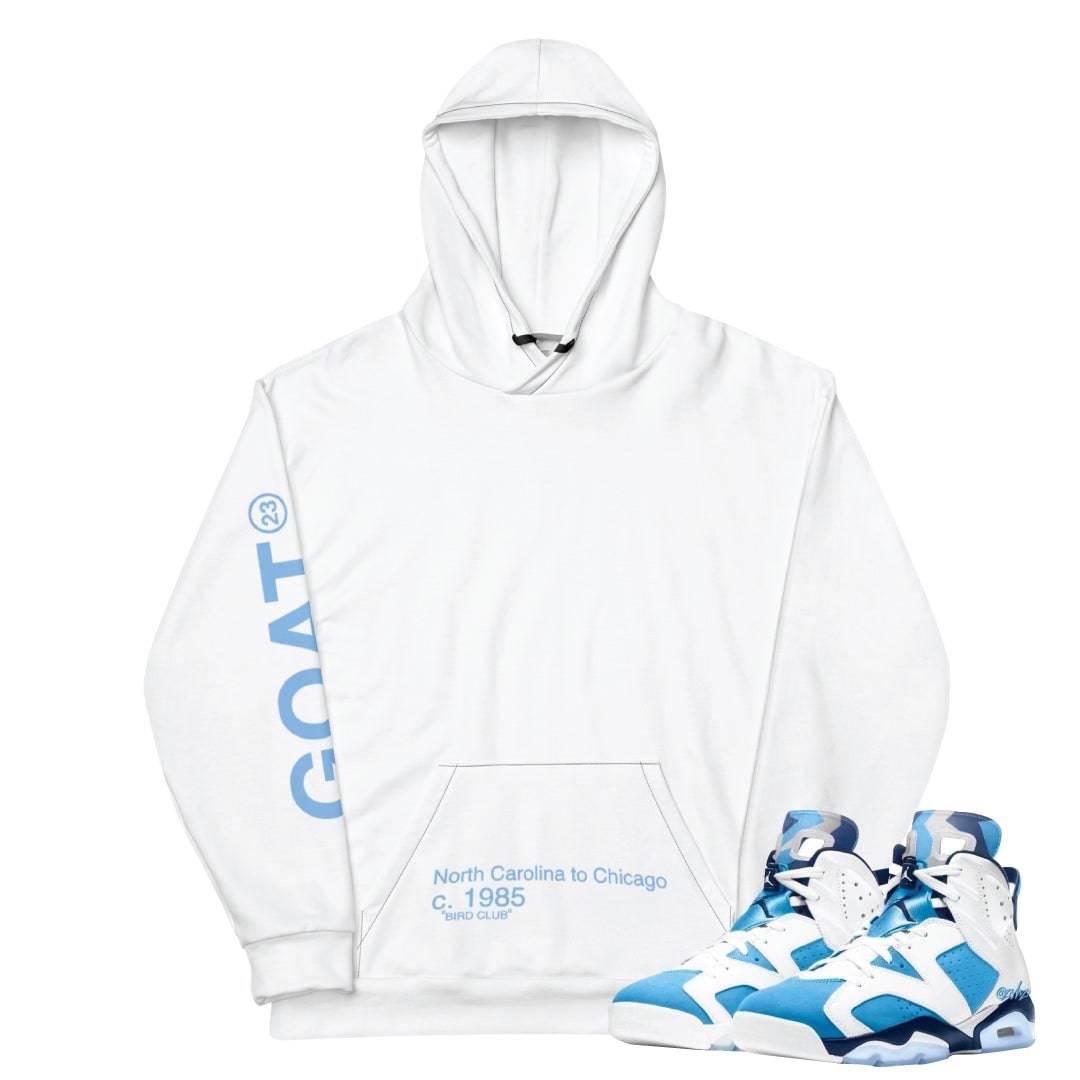 Retro 6 UNC Carolina Hoodie - Sneaker Tees to match Air Jordan Sneakers