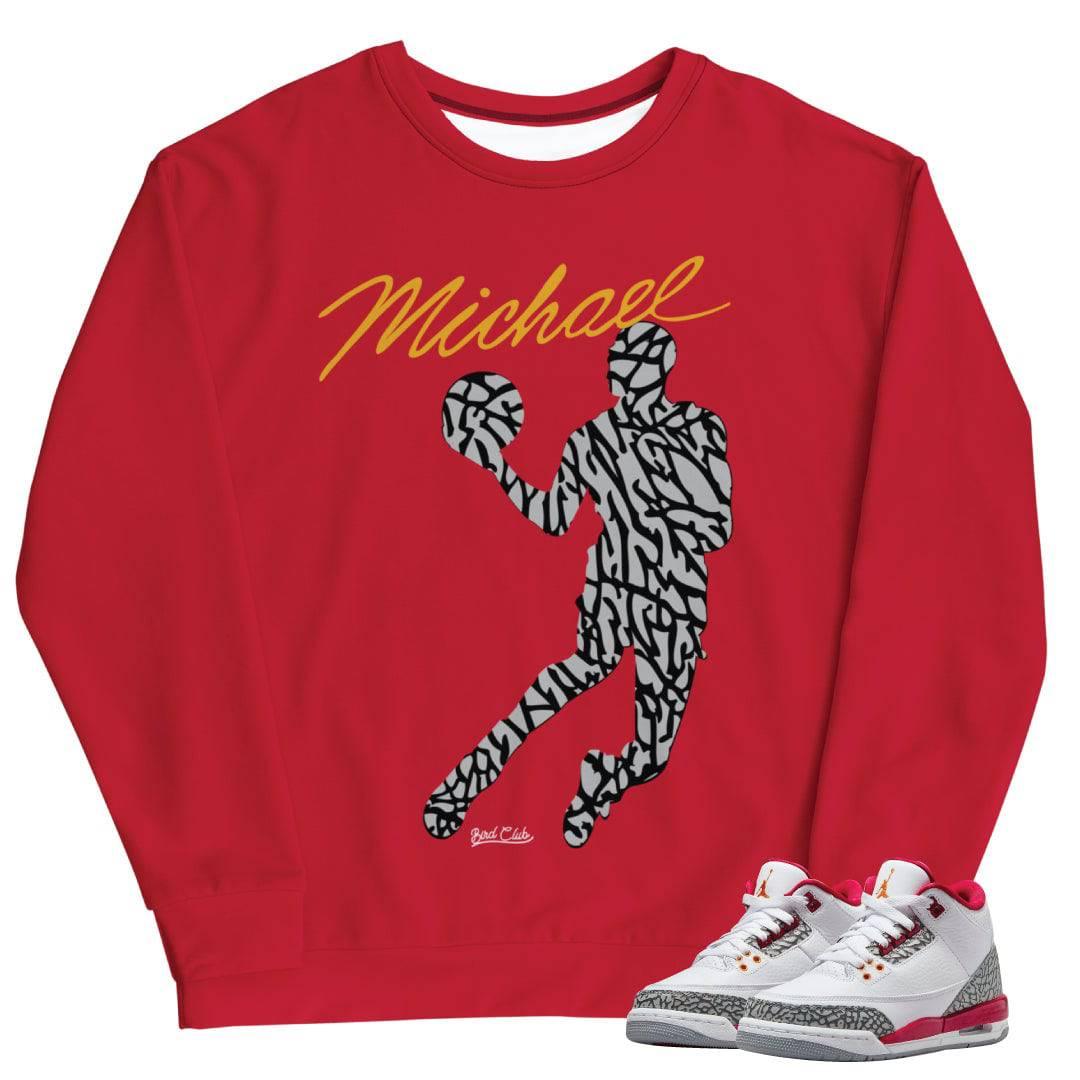 Retro 3 Cardinal Red Sweat Shirt - Sneaker Tees to match Air Jordan Sneakers