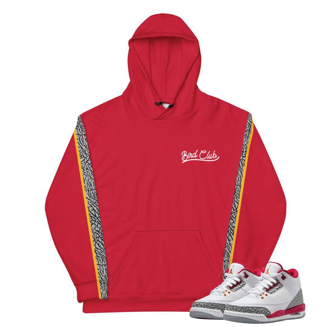 Retro 3 Cardinal Elephant print Hoodie - Sneaker Tees to match Air Jordan Sneakers