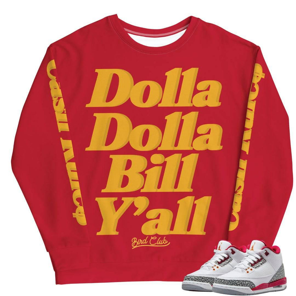 Retro 3 Cardinal Red Sweat Shirt - Sneaker Tees to match Air Jordan Sneakers