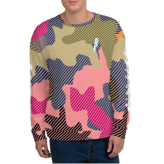 Pastel Camo Pinstripe Crewneck - Sneaker Tees to match Air Jordan Sneakers