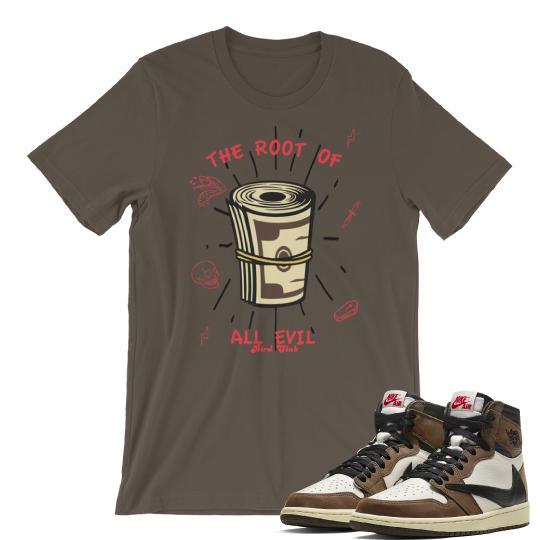 Travis Scott Jordan Retro 1 Cactus Jack Sneaker tees - Sneaker Tees to match Air Jordan Sneakers