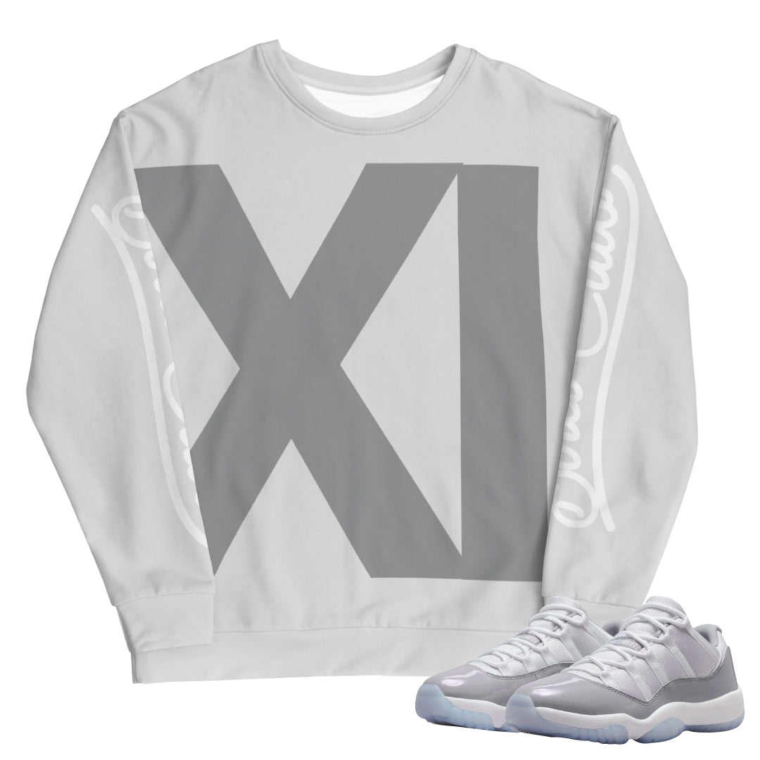 Retro 11 Low Cement Grey XI Sweatshirt - Sneaker Tees to match Air Jordan Sneakers