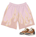 Retro 3 Winterized Archaeo Brown Flame Shorts - Sneaker Tees to match Air Jordan Sneakers