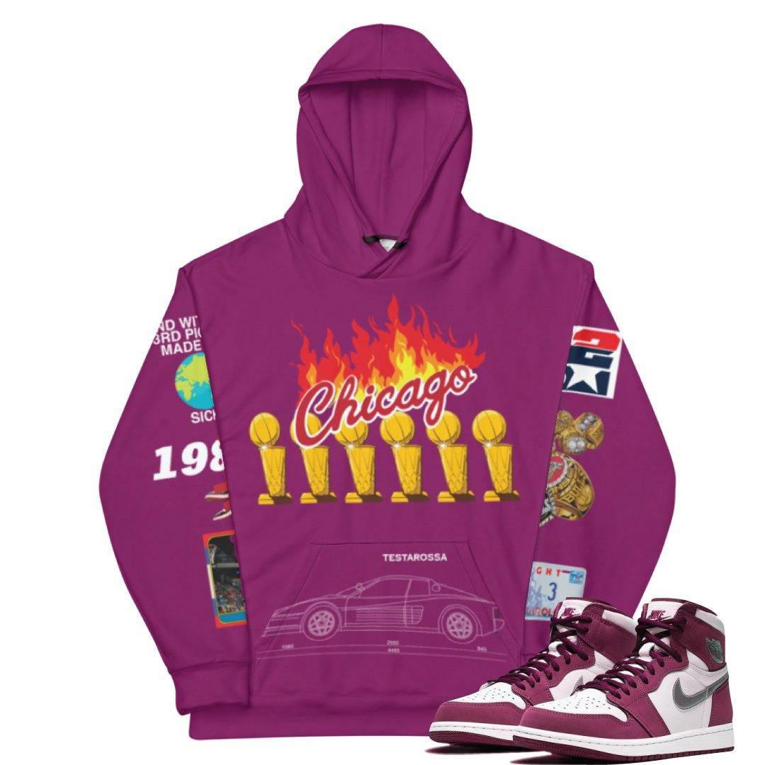 Retro 1 Bordeaux Matching Sweatshirt - Sneaker Tees to match Air Jordan Sneakers