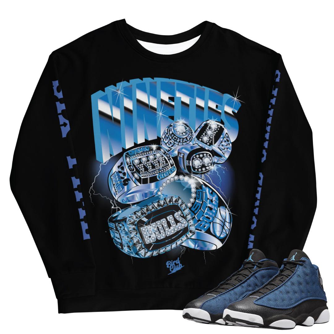 Retro 13 Brave Blue Crew Neck - Sneaker Tees to match Air Jordan Sneakers