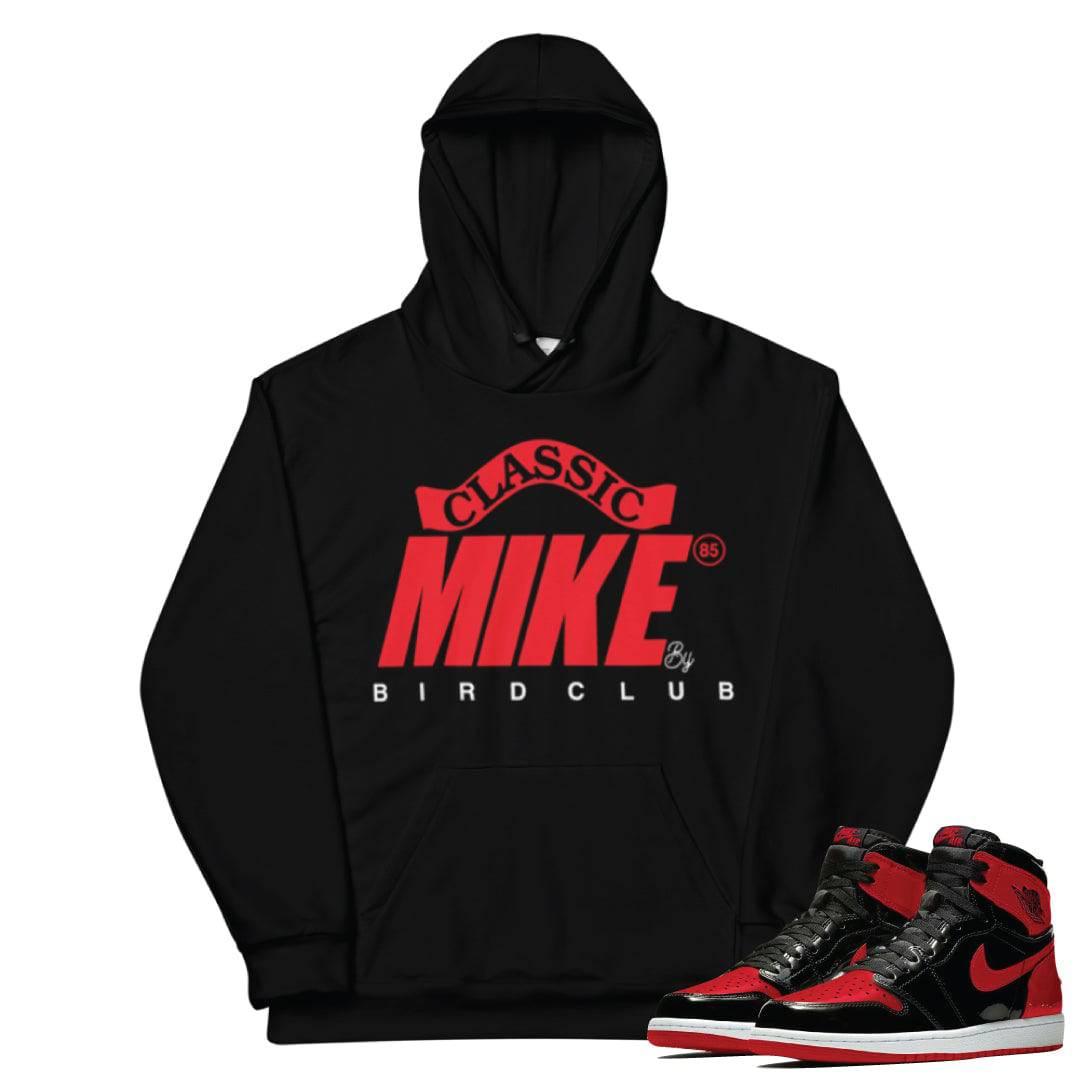 Retro 1 Bred Patent Mike Hoody - Sneaker Tees to match Air Jordan Sneakers
