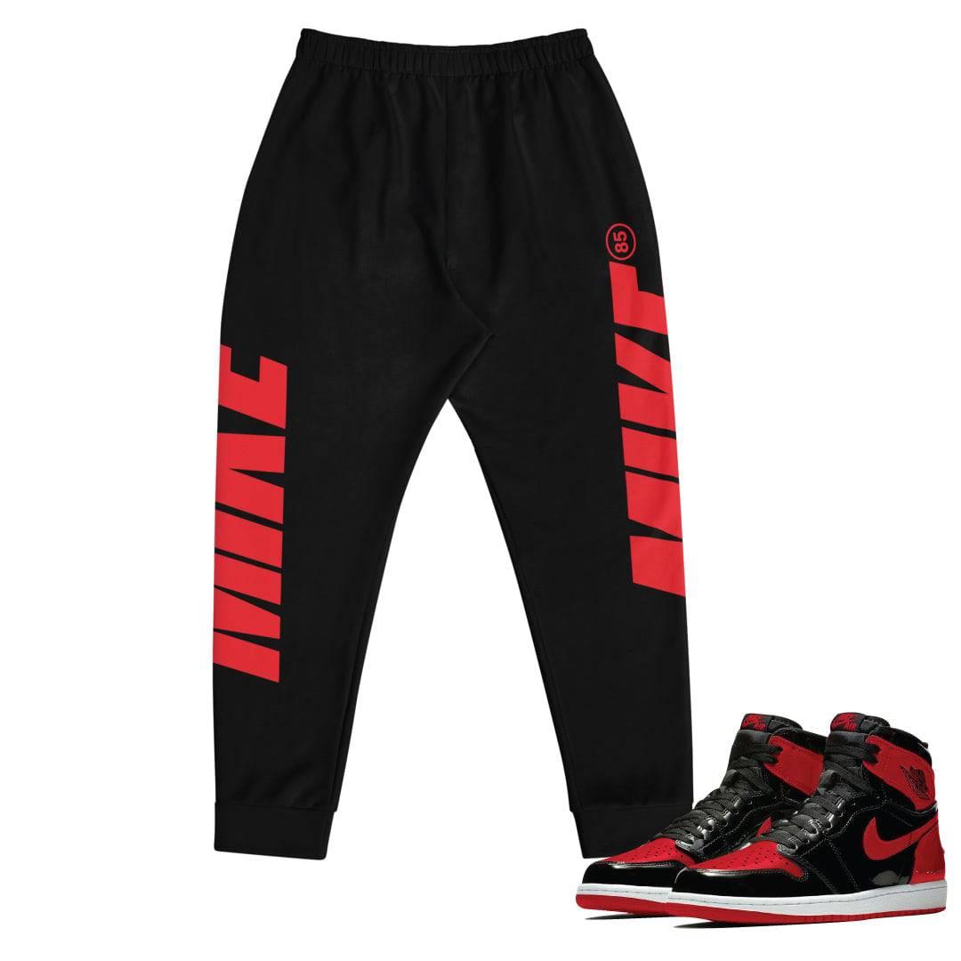 Retro 1 "Bred Patent" Mike Joggers - Sneaker Tees to match Air Jordan Sneakers