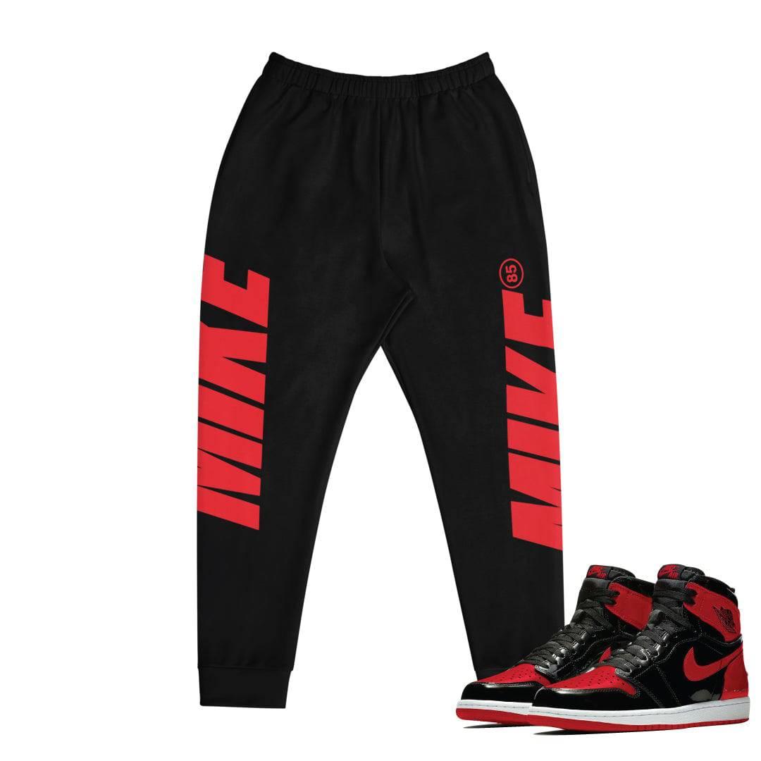 Retro 1 "Bred Patent" Mike Joggers - Sneaker Tees to match Air Jordan Sneakers