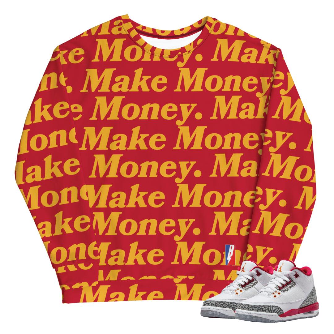 Retro 3 Cardinal Red Sweat Shirt - Sneaker Tees to match Air Jordan Sneakers